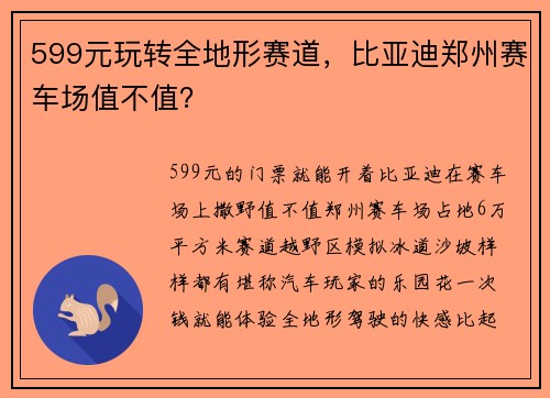 599元玩转全地形赛道，比亚迪郑州赛车场值不值？